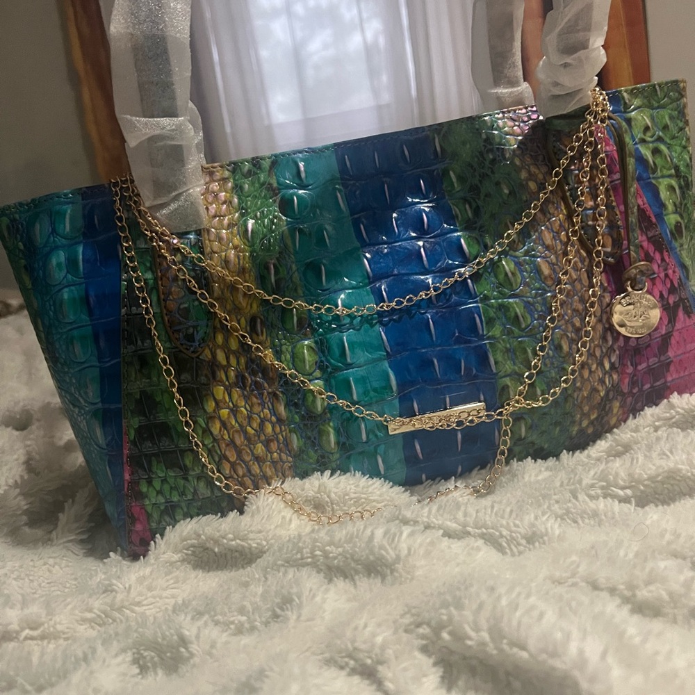 Brahmin Tonya Multicolor Croc-Embossed Tote Bag